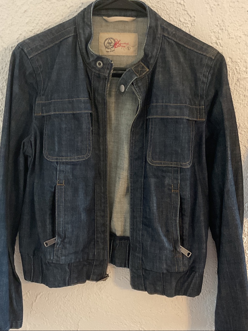 Womens Dark Blue Denim Jacket Limited Edition Gap 1969 with Stand Collar